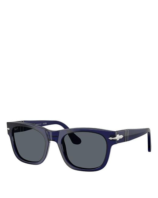 Persol Blue Rectangular Sunglasses, 52Mm