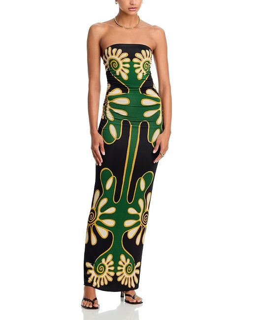 Cala De La Cruz Daphne Strapless Dress in Green | Lyst