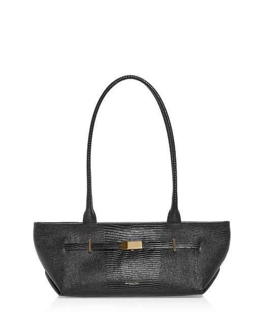 DeMellier London Black The New York Embossed Leather Shoulder Bag
