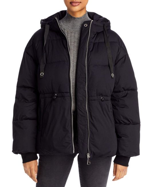 Aqua Hooded Puffer Coat in Black Lyst