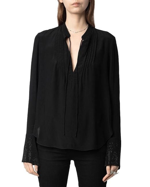 Zadig & Voltaire Black Taika Soft Strass Top