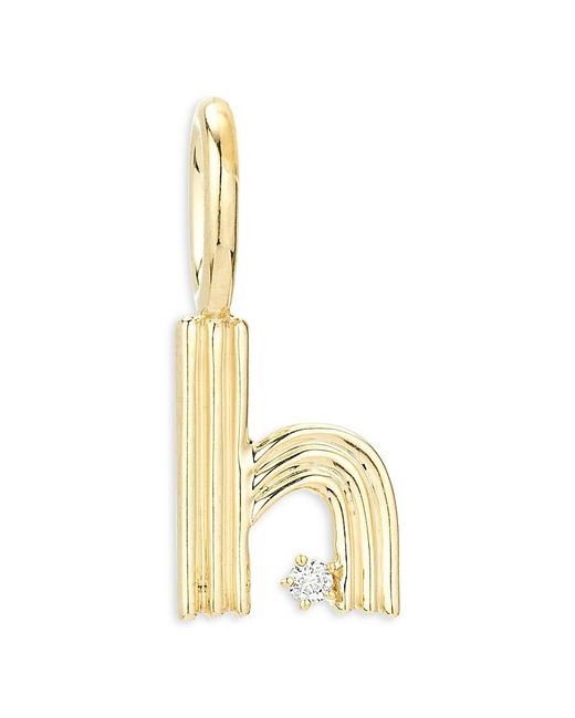 Adina Reyter Metallic 9K Diamond Groovy Initial H Charm Pendant