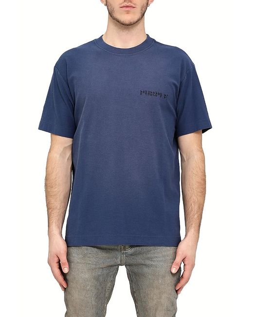 Purple Brand Blue Textured Graphic Logo Tee for men
