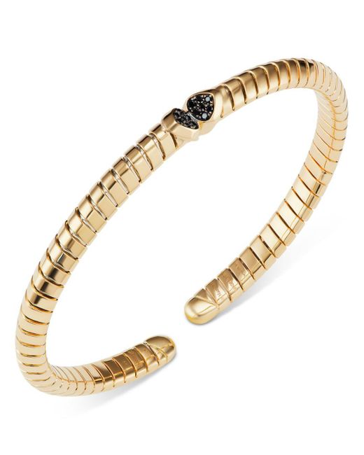 Marina B 18k Yellow Gold Trisola Black Diamond Cuff Bangle Bracelet in