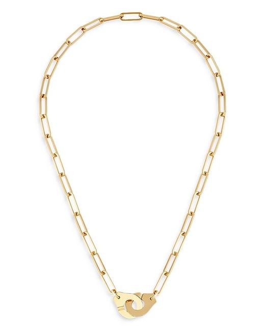Dinh Van Metallic 18K Menottes Interlocking Clasp Open Link Necklace, 17.5