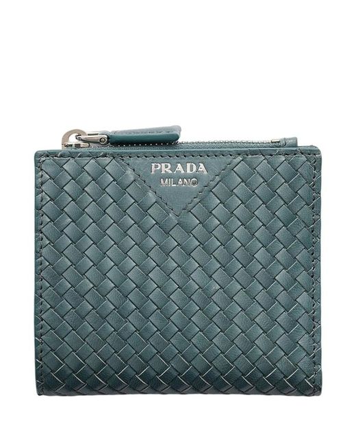 Prada Green Small Leather Wallet for men