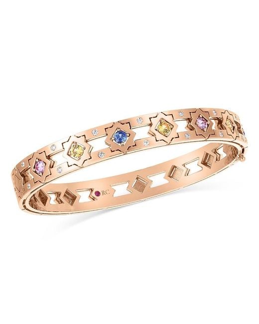 Roberto Coin White 18K Rose Diamond (0.2 Tcw) & Multi-Sapphire (1.16 Tcw) Navarra Bangle