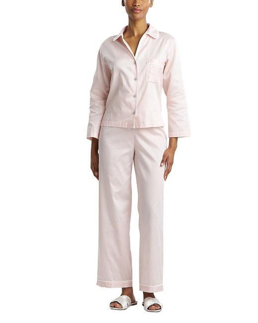 Natori Multicolor Sateen Embroidered Essentials Long Pajama Set