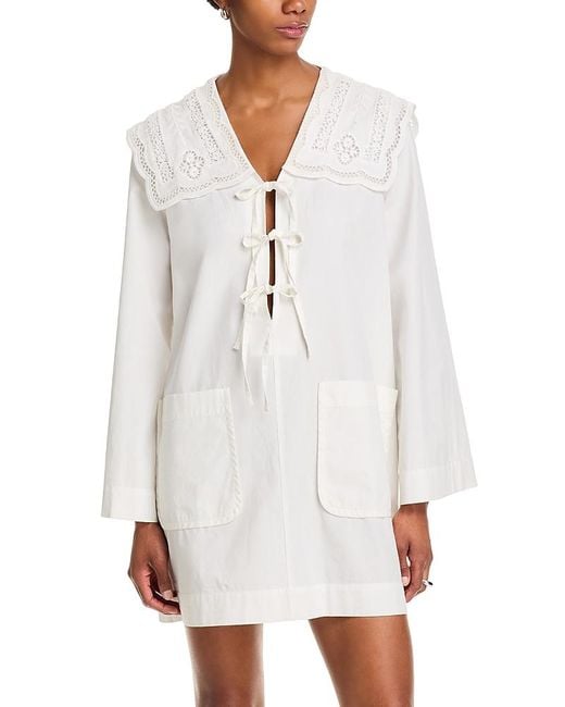 Sea White Marie Embroidered Dress