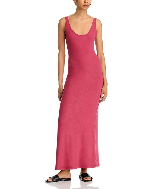 Leset Women's Red Lauren Scoop Neck Maxi Dress