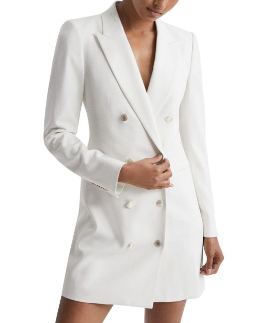 Reiss Marcy Tuxedo Mini Dress in White | Lyst