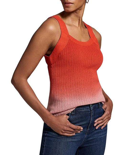 NIC+ZOE Red Luxe Ombre Ribbed Tank Top