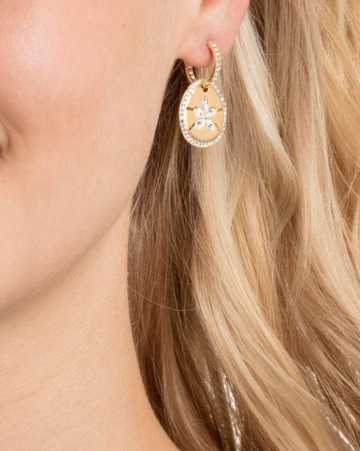 Swarovski Ocean Sand Coin Pierced Earrings in Metallic | Lyst Canada