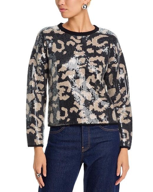 Aqua Blue Sequin Leopard Sweater