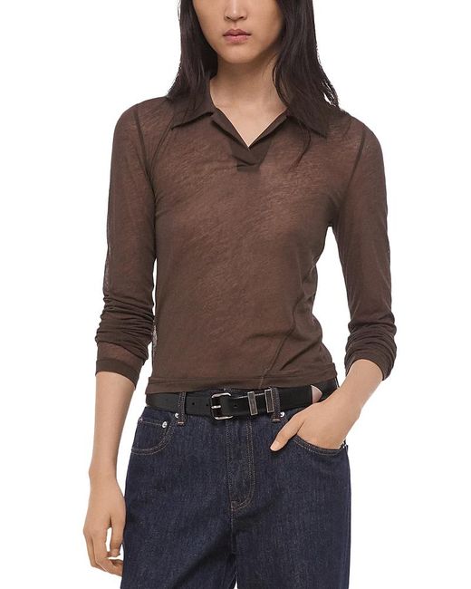Helmut Lang Brown Twisted Polo Top