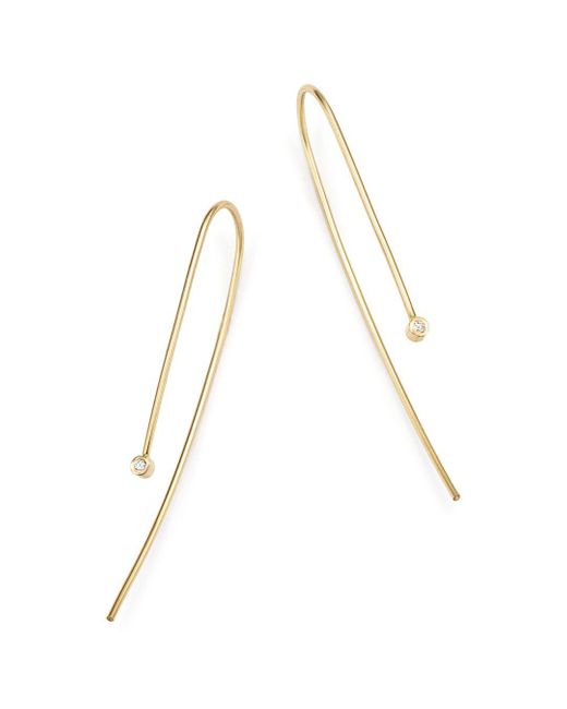 Zoe Chicco Metallic 14k Yellow Gold And Bezel Set Diamond Wire Earrings