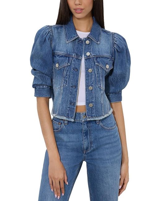 Alice + Olivia Blue Lana Puff Sleeve Denim Jacket
