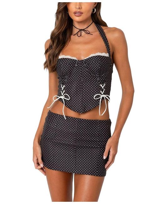 Edikted Blue Laine Polka Dot Corset