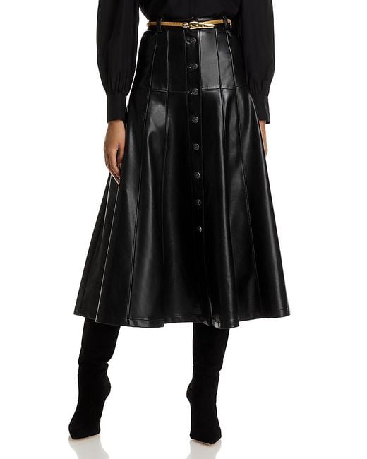 Cinq À Sept Black Faux Leather Veena Skirt