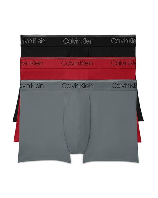 Calvin Klein Gray Microfiber Stretch Wicking Low Rise Boxer Briefs, Pack Of 3 for men