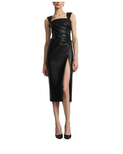 bcbg black leather dress Leather Dress With Slit Black / 10