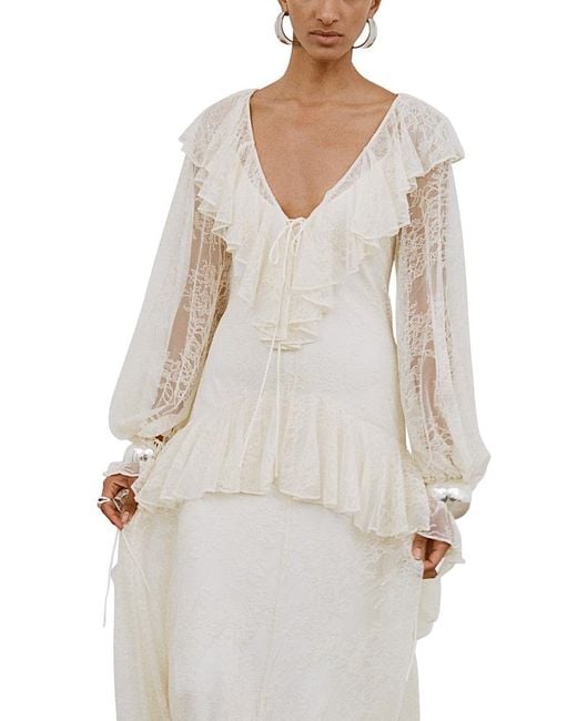 De La Vali White Esen Lace Maxi Dress