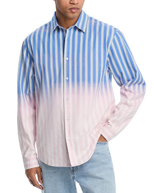 Pleasures Blue Regular Fit Ombre Button Front Shirt for men