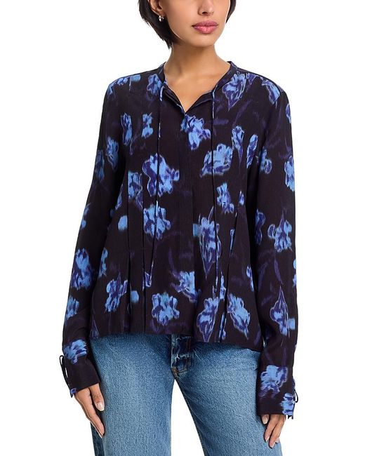 Rag & Bone Blue Arden Printed Pleated Blouse