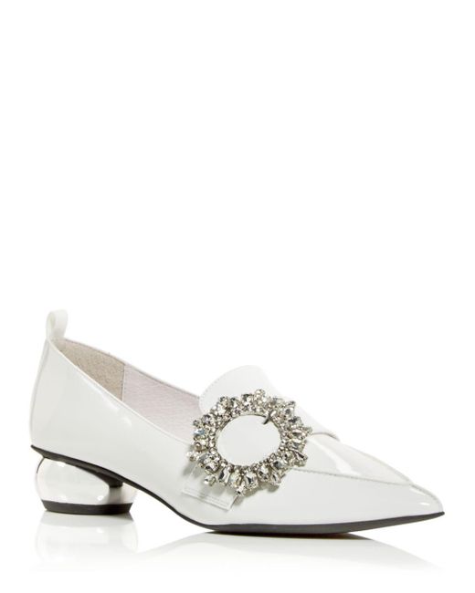 Jeffrey Campbell Viona Embellished Pointed Toe Loafers in White | Lyst