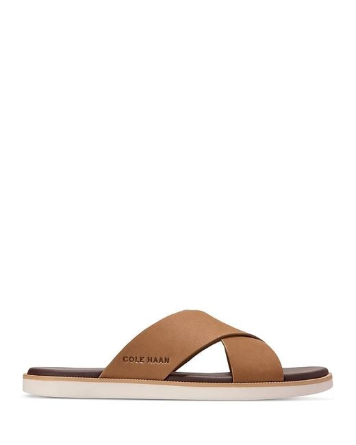 Cole Haan Brown Nantucket Cross Strap Slide Sandals for men