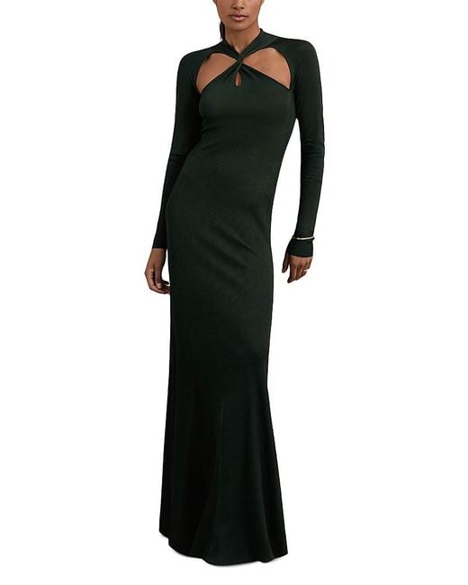 Reiss Black Vivienne Cut Out Knitted Maxi Dress