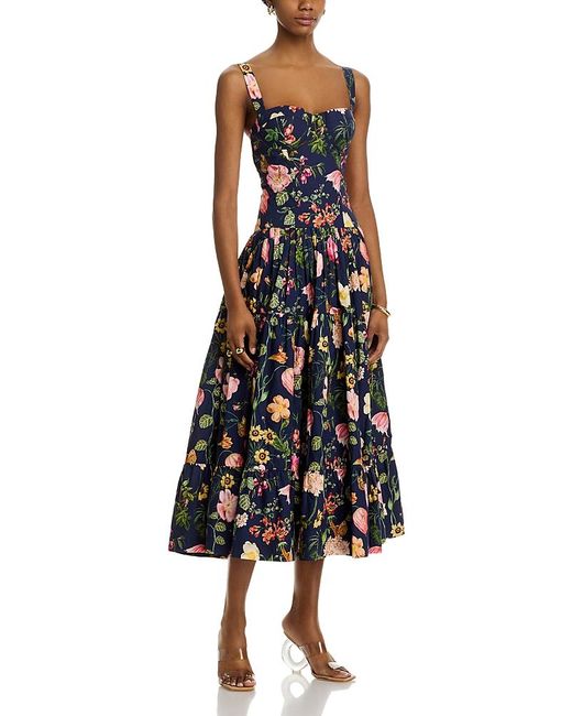 Cara Cara Black Santiago Floral Midi Dress