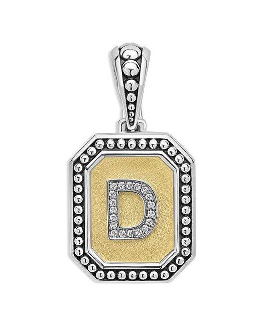 Lagos Metallic Signature Caviar Sterling & 18K Octagon Diamond A Initial Charm, 0.05 Tcw