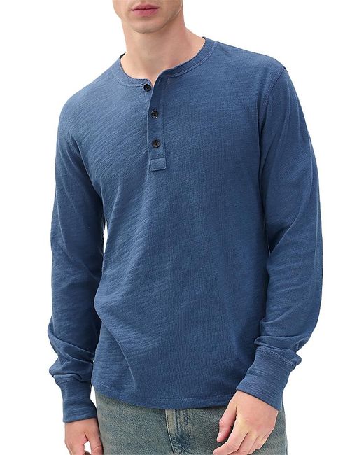 Rag & Bone Blue Classic Flame Henley Tee for men