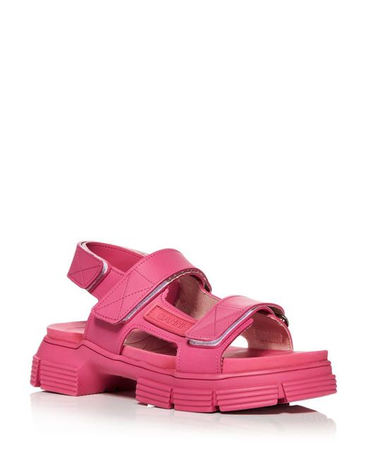 Ganni Lug Sole Sandals in Pink | Lyst