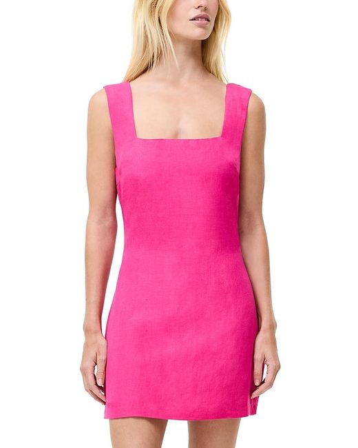 French Connection Women's Pink Birdie Linen Blend Square Neck Dress -  wordpress2504942.home.pl