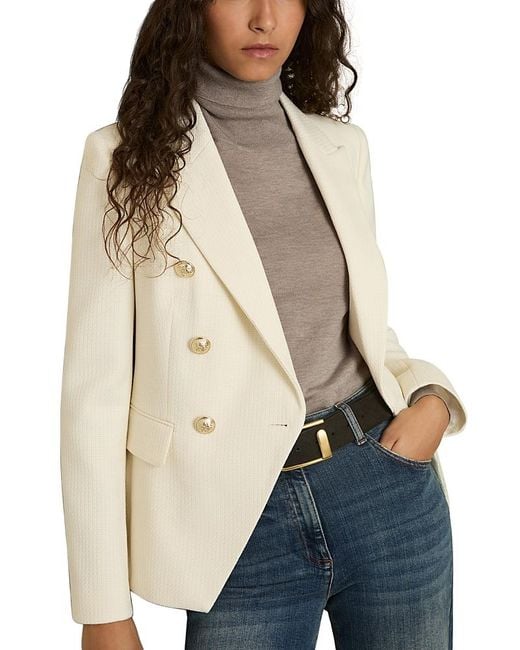 Reiss Natural Tailored Fit Textured Double Breasted Blazer
