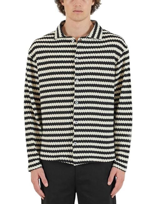 KROST Gray Chevron Jacquard Cardigan Sweater for men