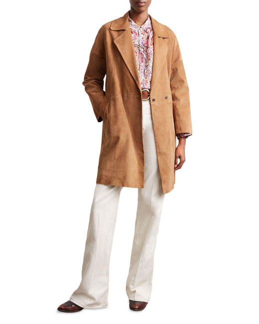 Gerard Darel Mae Suede Coat in Brown | Lyst