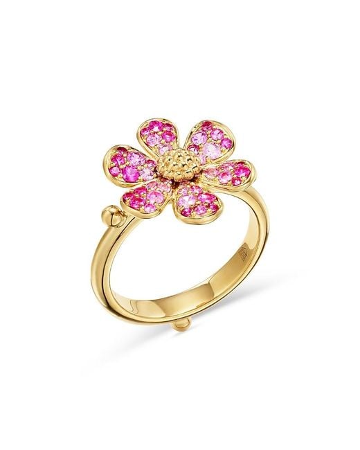 Temple St. Clair Pink 18K Multi-Gemstone & Diamond Flower Power Ring