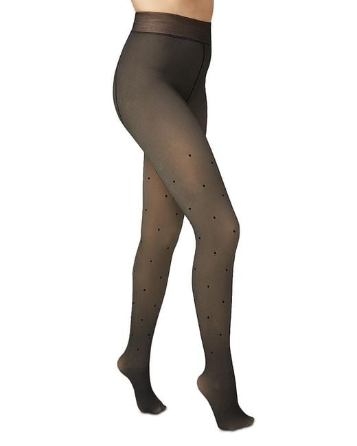 Hue Black Faux Sheer Polka Dot Tights