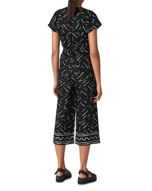 Whistles Kuba Print Etta Linen Jumpsuit in Black Lyst