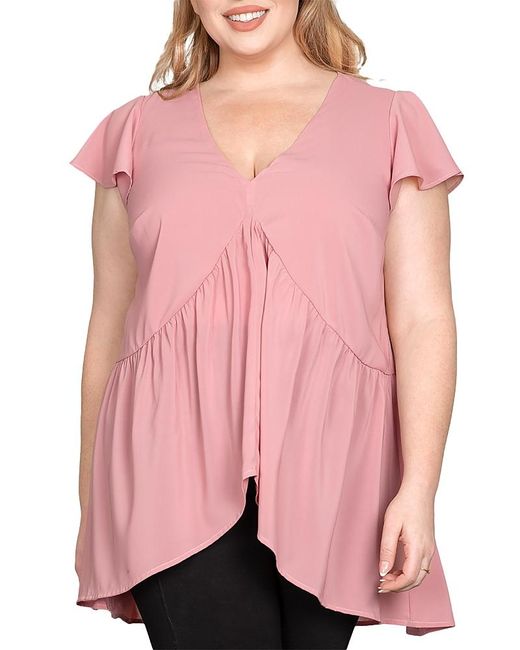 Standards & Practices Pink V Neck High Low Tunic