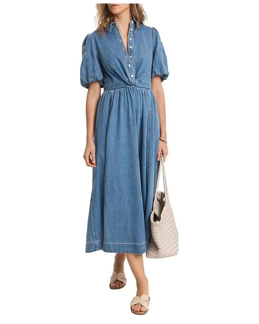 mint velvet denim dress sale Indigo Denim Midi Shirt Dress