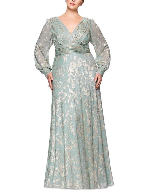Betsy & Adam Multicolor Foiled Gown