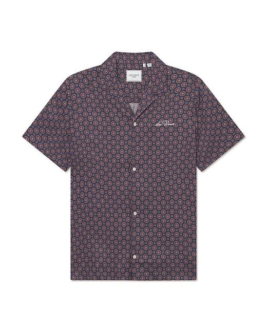 Les Deux Purple Foulard Print Short Sleeve Shirt for men