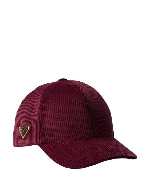 Prada Red Corduroy Baseball Cap for men
