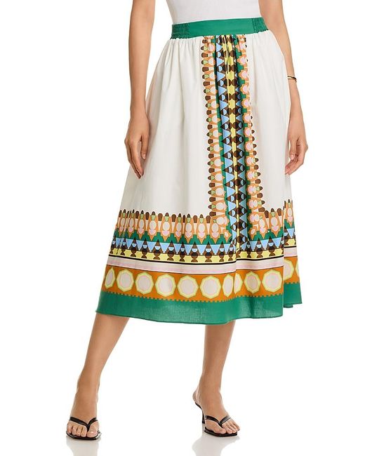 Tahari Green Pull On Button Front Skirt