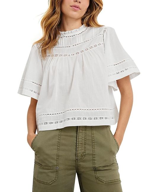 Rails Gray Daisy Lace Trim Top