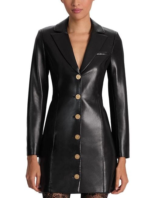 Alice + Olivia Black Michelle Faux Leather Dress